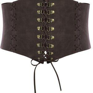Women Wide Elastic Waist Belt Lace-up Corset for Dress Renaissance Steampunk